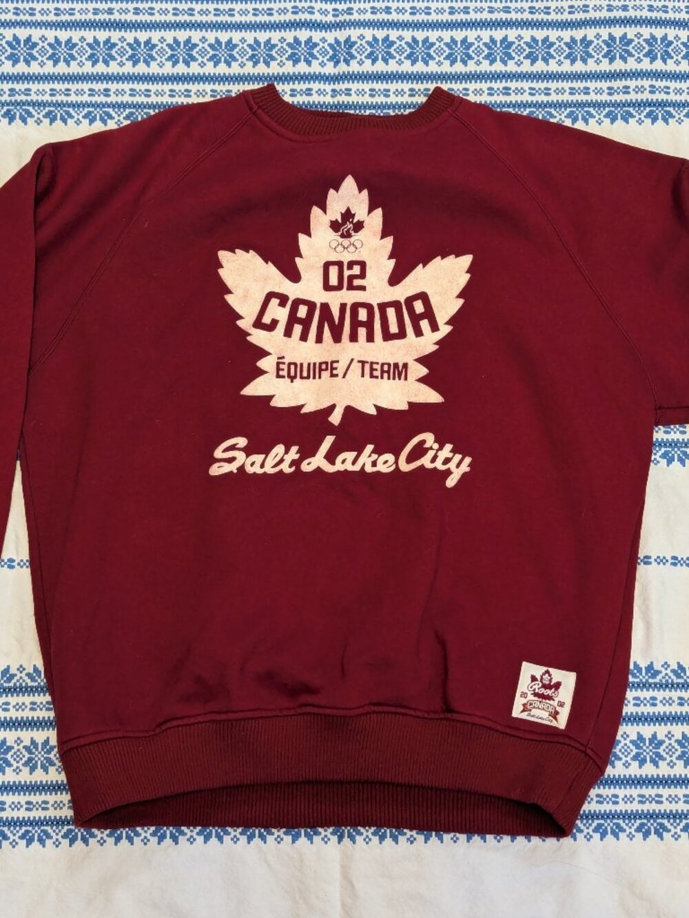 Vintage Roots 2002 Salt Lake City Canada Olympic Crew Neck Sweater Size M